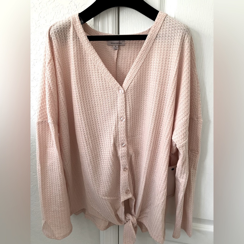 NWT Peachy Pink Waffle Knit Top - Picture 4 of 7